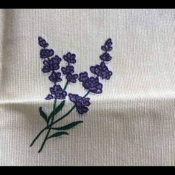 4 soft yellow and red border napkin serviettes lavender flowers - Picture 4 of 7
